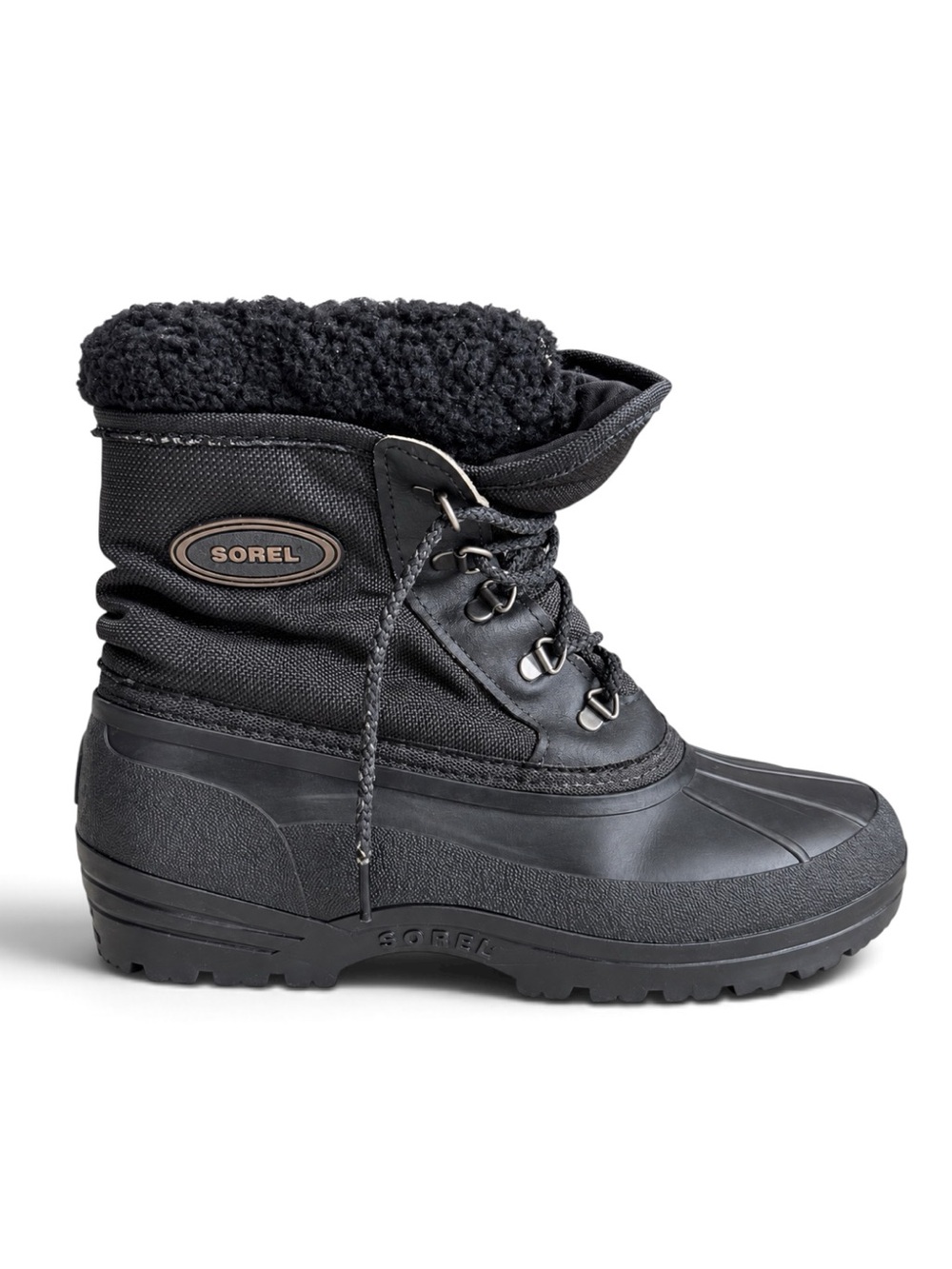 Sorel Vintage Waterproof Winter Duck Boots Sherpa Lined Black Brown Size 8